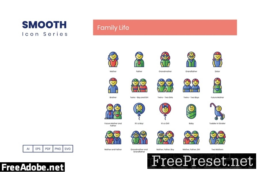 70 Family Life Line Icons