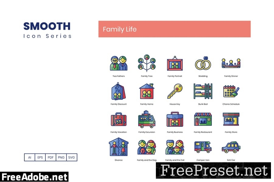 70 Family Life Line Icons