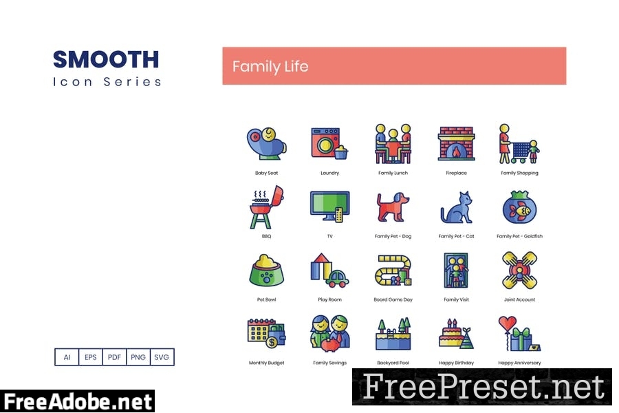 70 Family Life Line Icons