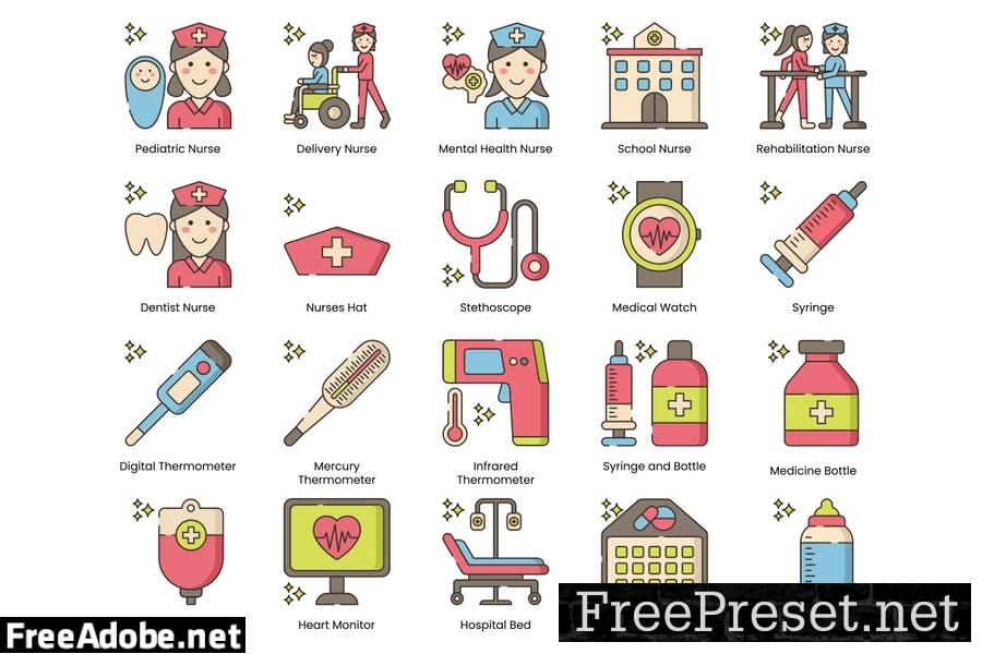 70 Nursing and Medical Line Icons