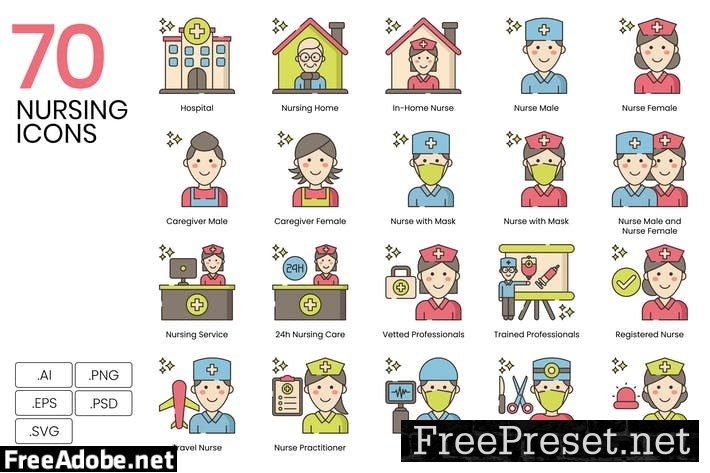 70 Nursing and Medical Line Icons G7DF7HP