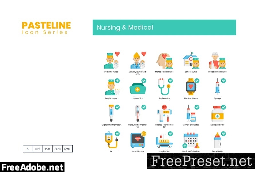 70 Nursing & Medical Flat Icons