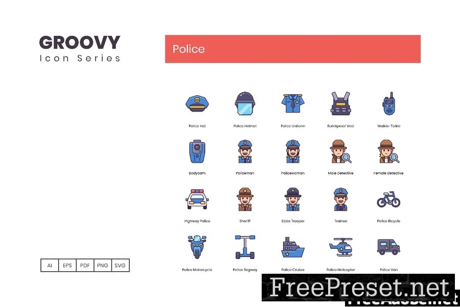 70 Police Line Icons