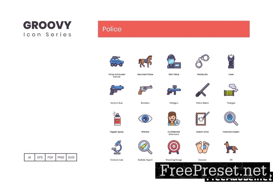 70 Police Line Icons