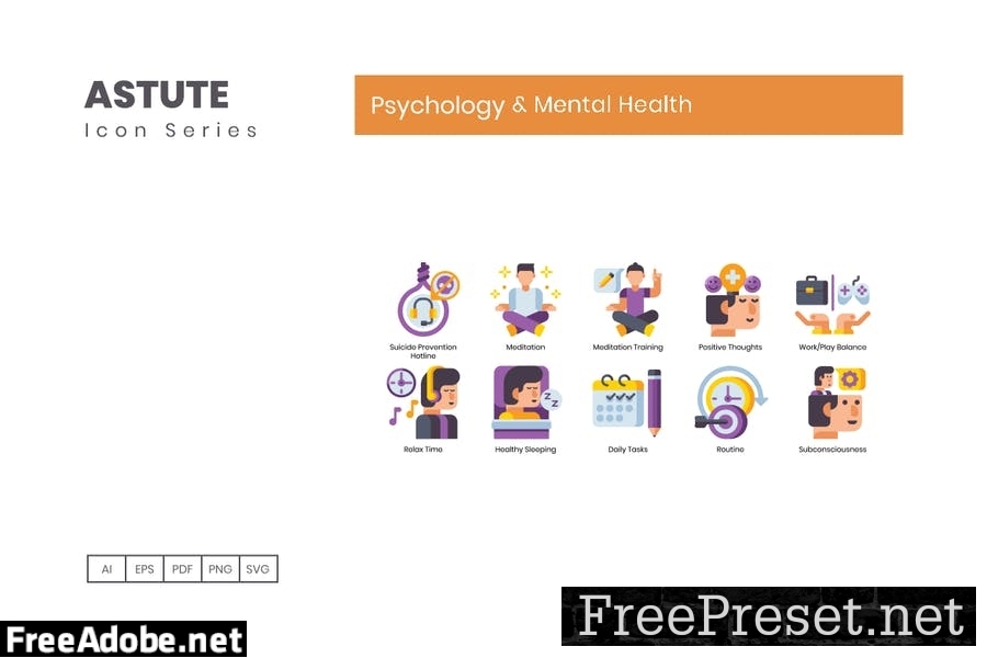 70 Psychology and Mental Health Flat Icons 2TBHJF6