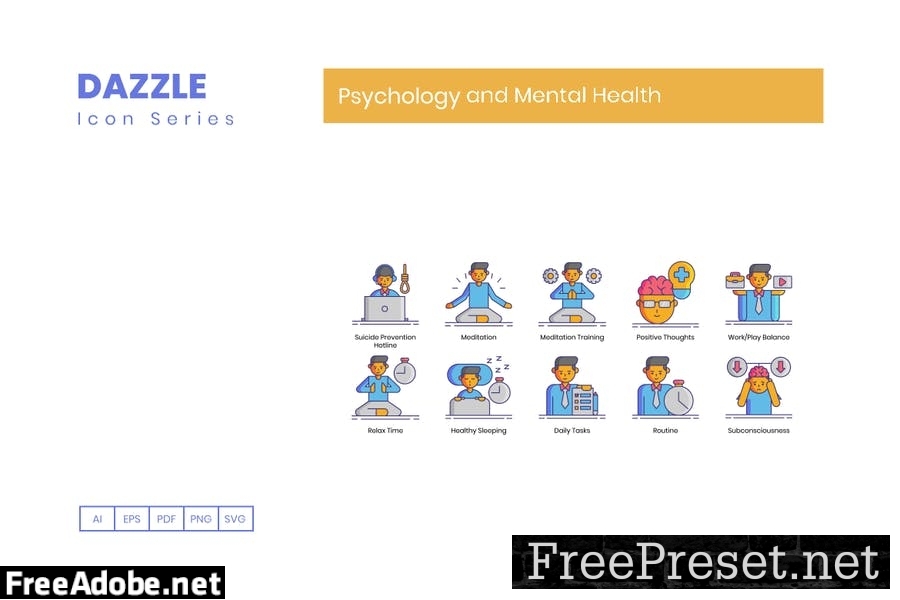 70 Psychology and Mental Health Line Icons NBFM32S