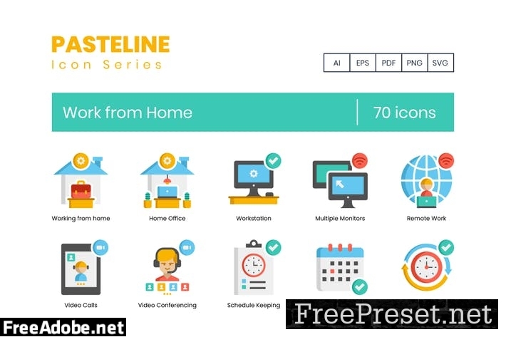 70 Work from Home Flat Icons F9LT8AN