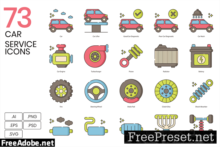 73 Car Service Color Line Icons 8RCVQG2