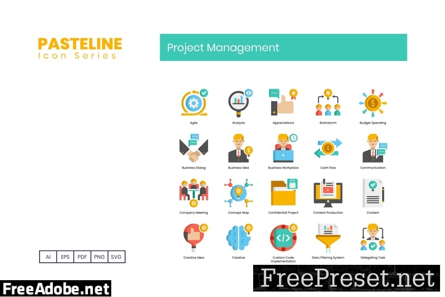 74 Project Management Flat Icons 6NA96AD