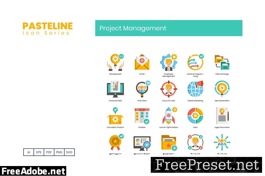 74 Project Management Flat Icons 6NA96AD