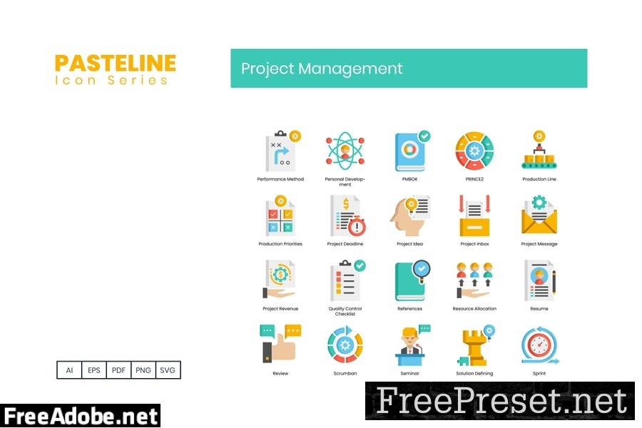 74 Project Management Flat Icons 6NA96AD