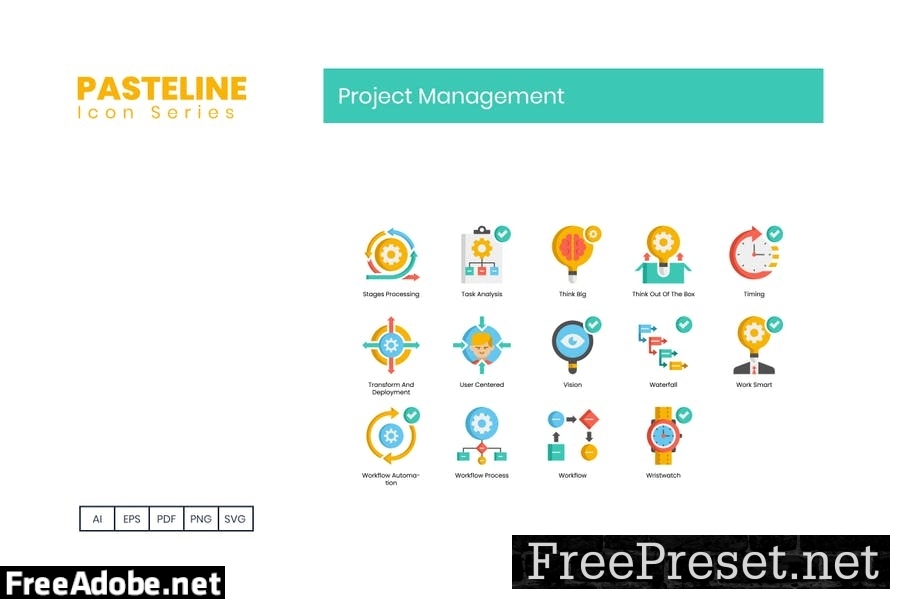 74 Project Management Flat Icons 6NA96AD