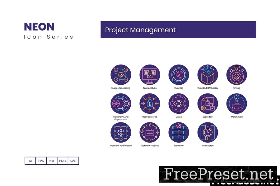 74 Project Management Round Icons