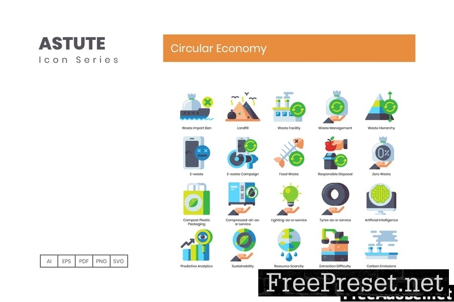 75 Circular Economy Flat Icons