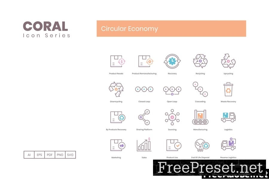 75 Circular Economy Line Icons DK5NQTZ