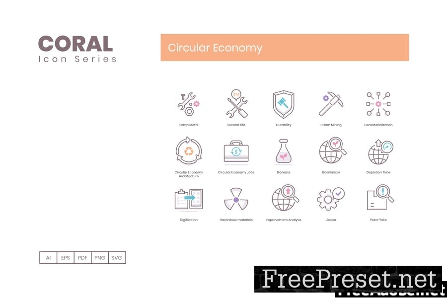 75 Circular Economy Line Icons DK5NQTZ