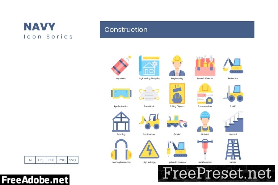 75 Construction Flat Icons JQC376V