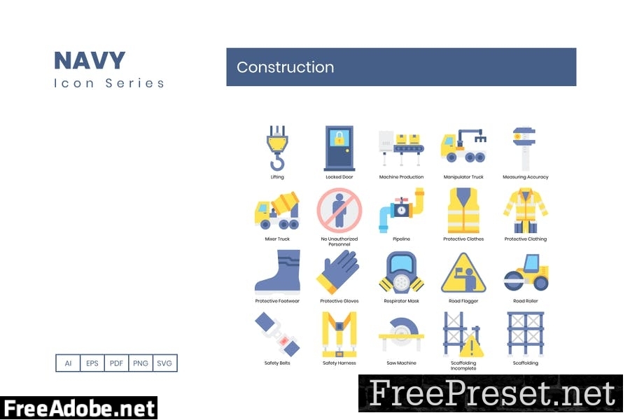 75 Construction Flat Icons JQC376V