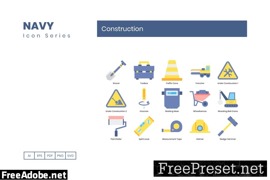 75 Construction Flat Icons JQC376V