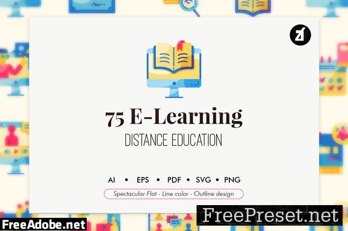 75 E-Learning elements icon pack PU24V62