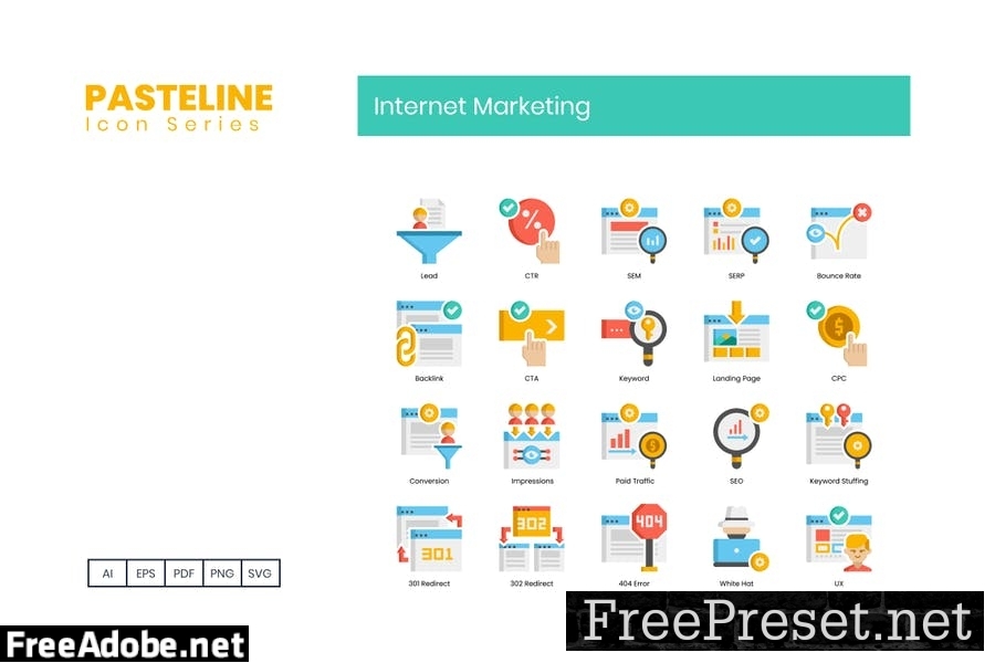 75 Internet Marketing Flat Icons