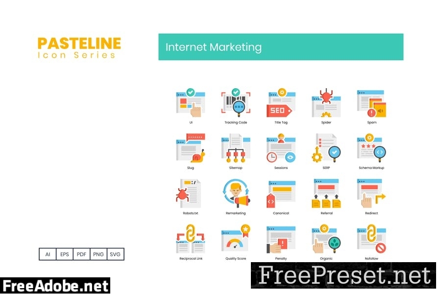 75 Internet Marketing Flat Icons