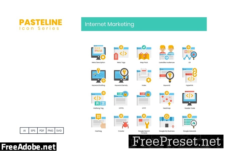 75 Internet Marketing Flat Icons