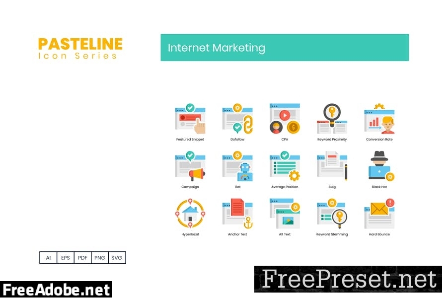 75 Internet Marketing Flat Icons