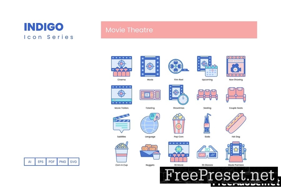 75 Movie Theater Line Icons