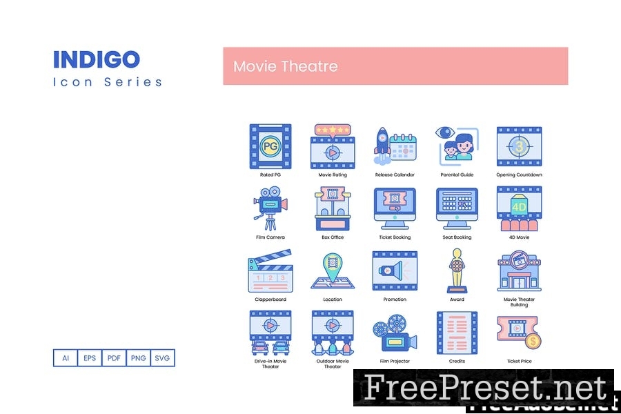 75 Movie Theater Line Icons