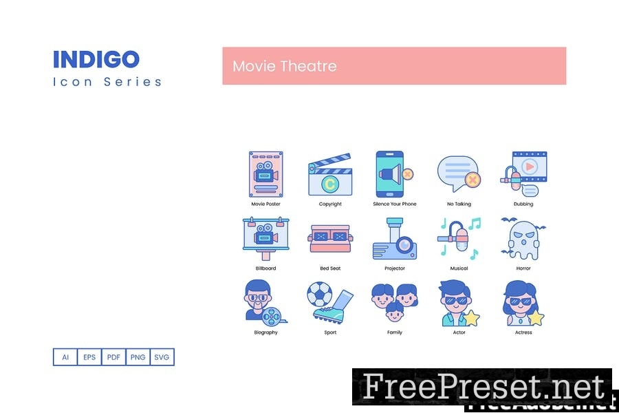 75 Movie Theater Line Icons