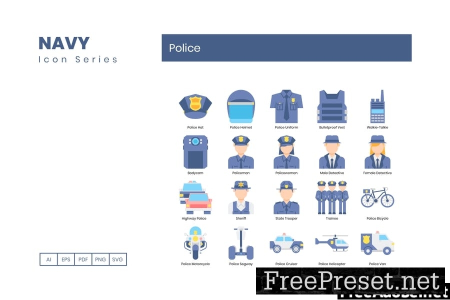 75 Police Flat Icons