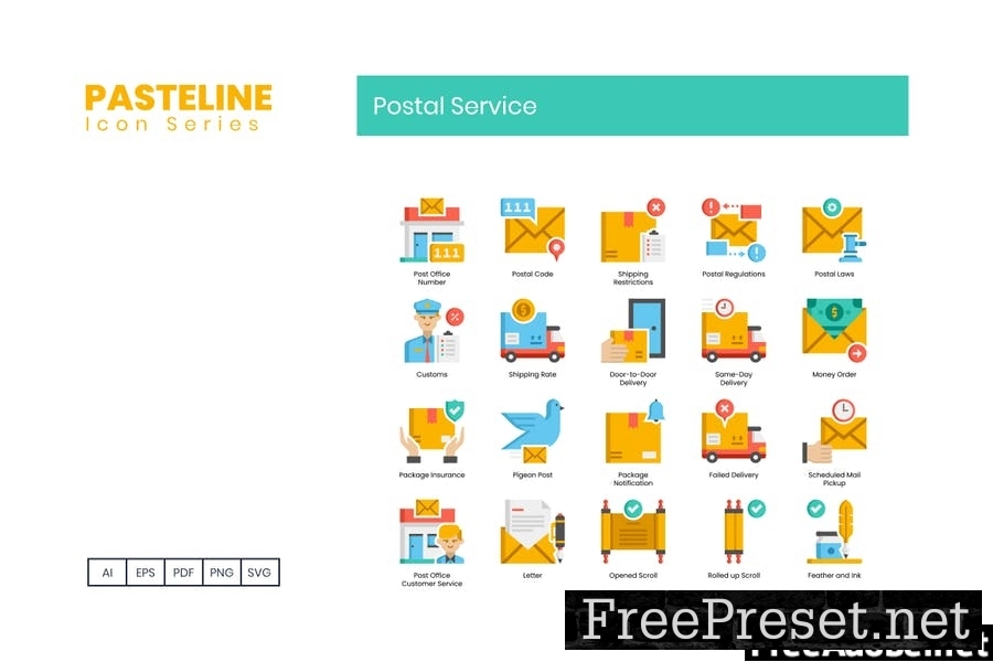 75 Postal Service Icons - Pasteline Series