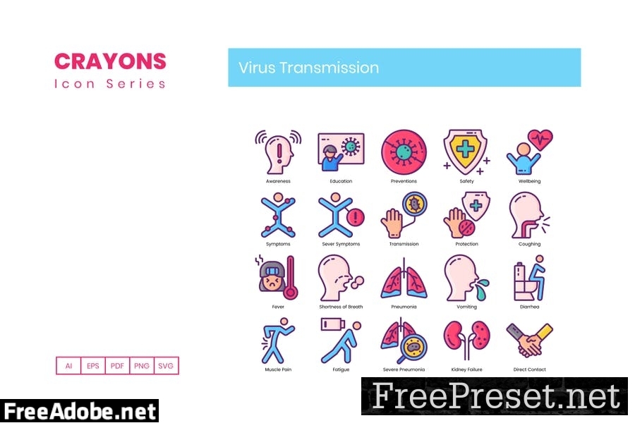 75 Virus Transmission Line Icons