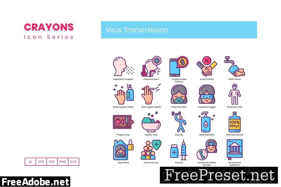 75 Virus Transmission Line Icons