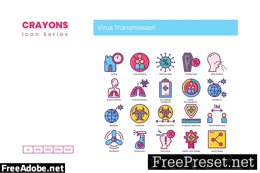 75 Virus Transmission Line Icons