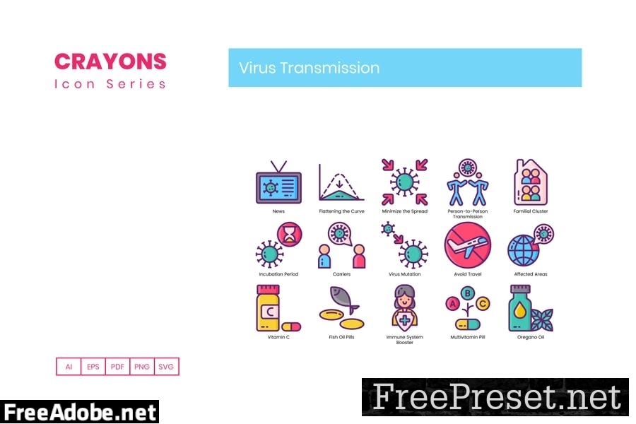 75 Virus Transmission Line Icons