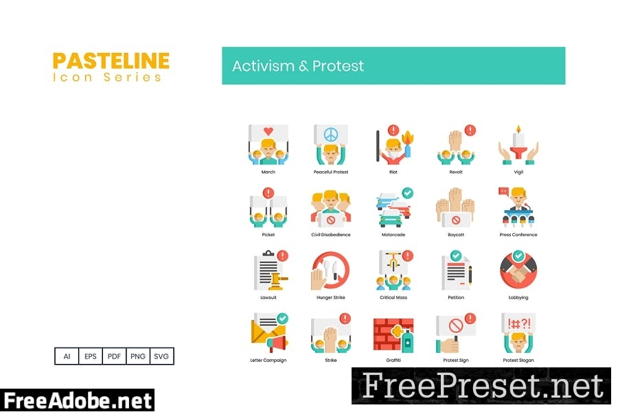 80 Activism & Protest Flat Icons RVVVQSV