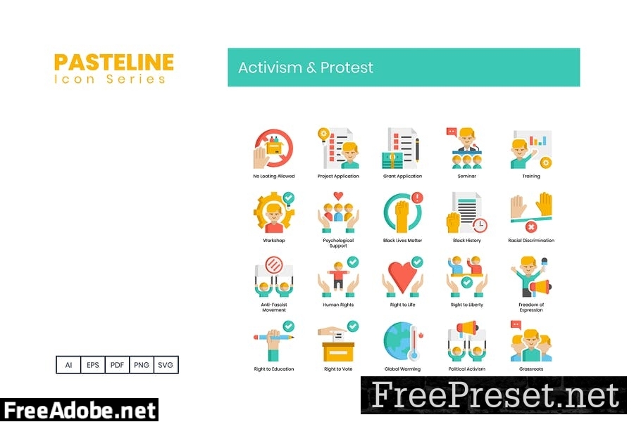 80 Activism & Protest Flat Icons RVVVQSV