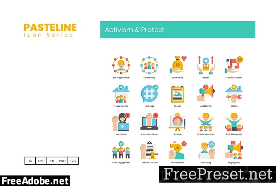 80 Activism & Protest Flat Icons RVVVQSV