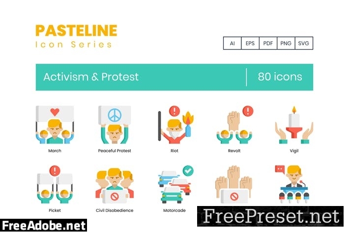 80 Activism & Protest Flat Icons RVVVQSV