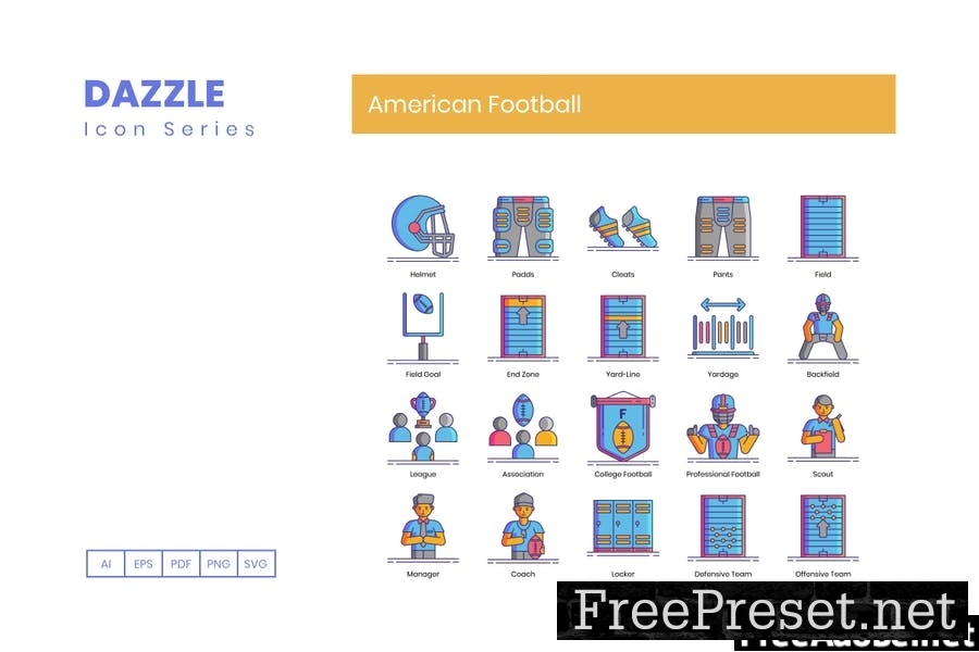 80 American Football Line Icons