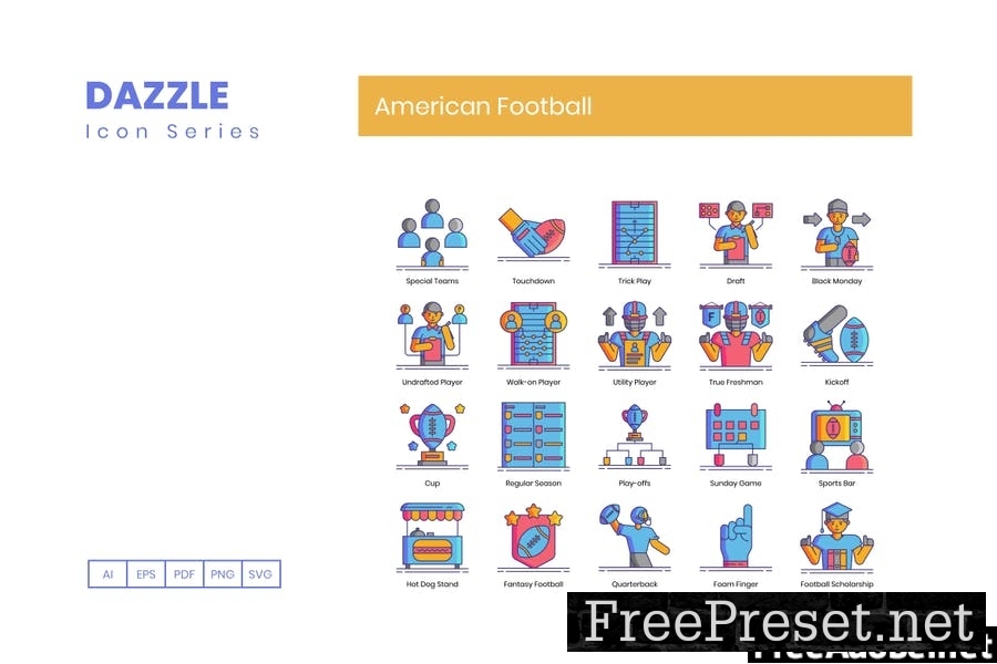 80 American Football Line Icons