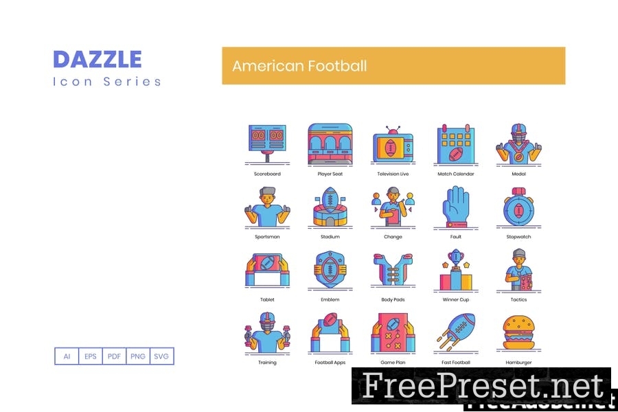 80 American Football Line Icons