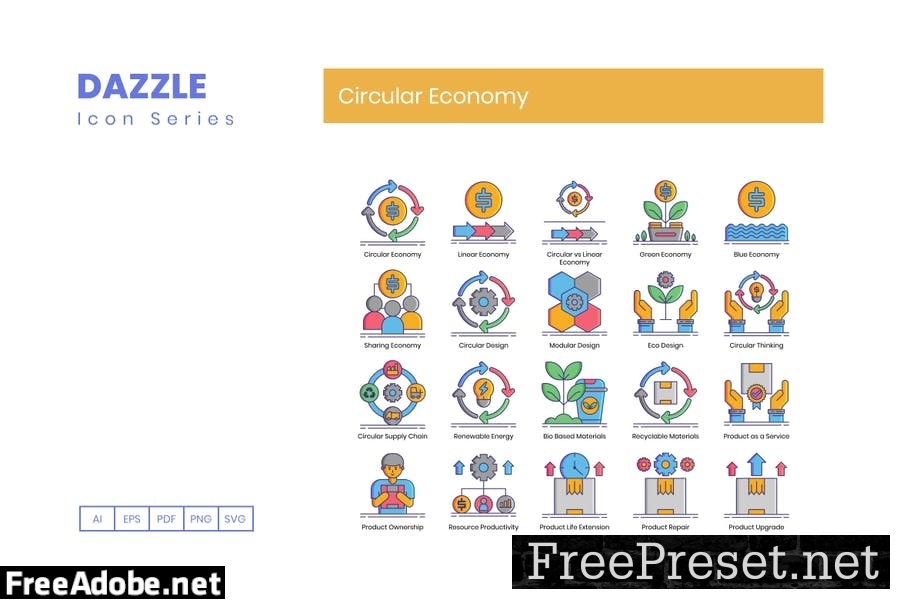 80 Circular Economy Line Icons