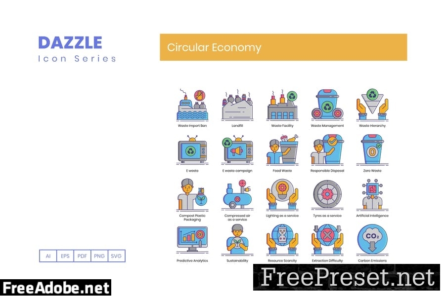 80 Circular Economy Line Icons