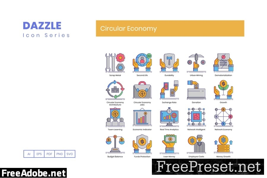 80 Circular Economy Line Icons