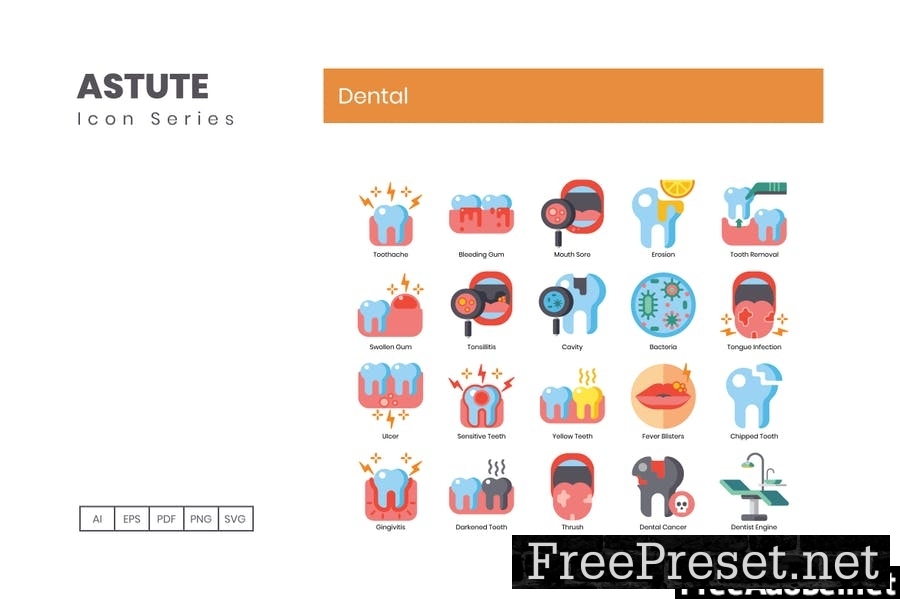 80 Dental Flat Icons