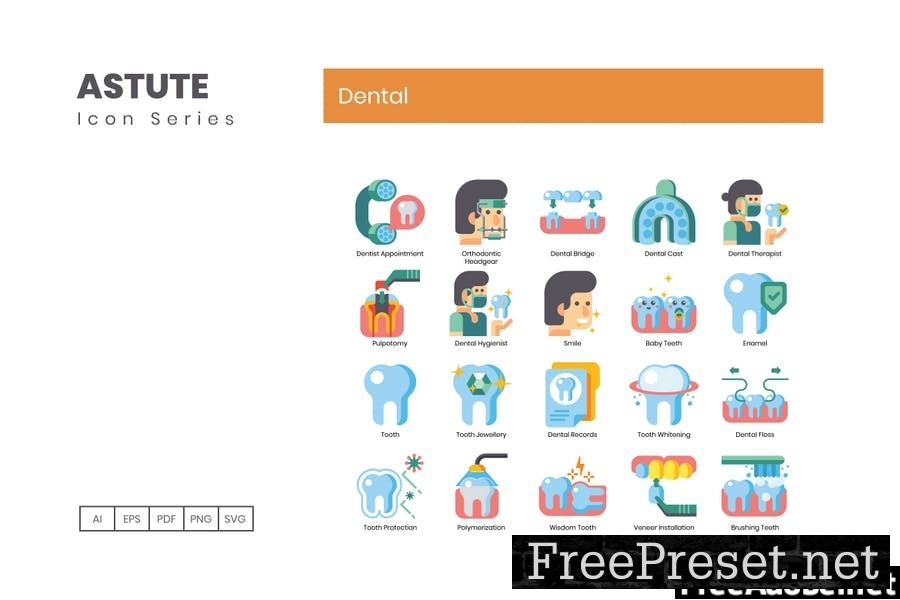 80 Dental Flat Icons