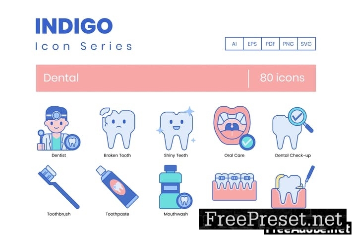 80 Dental Line Icons GTBXEMH